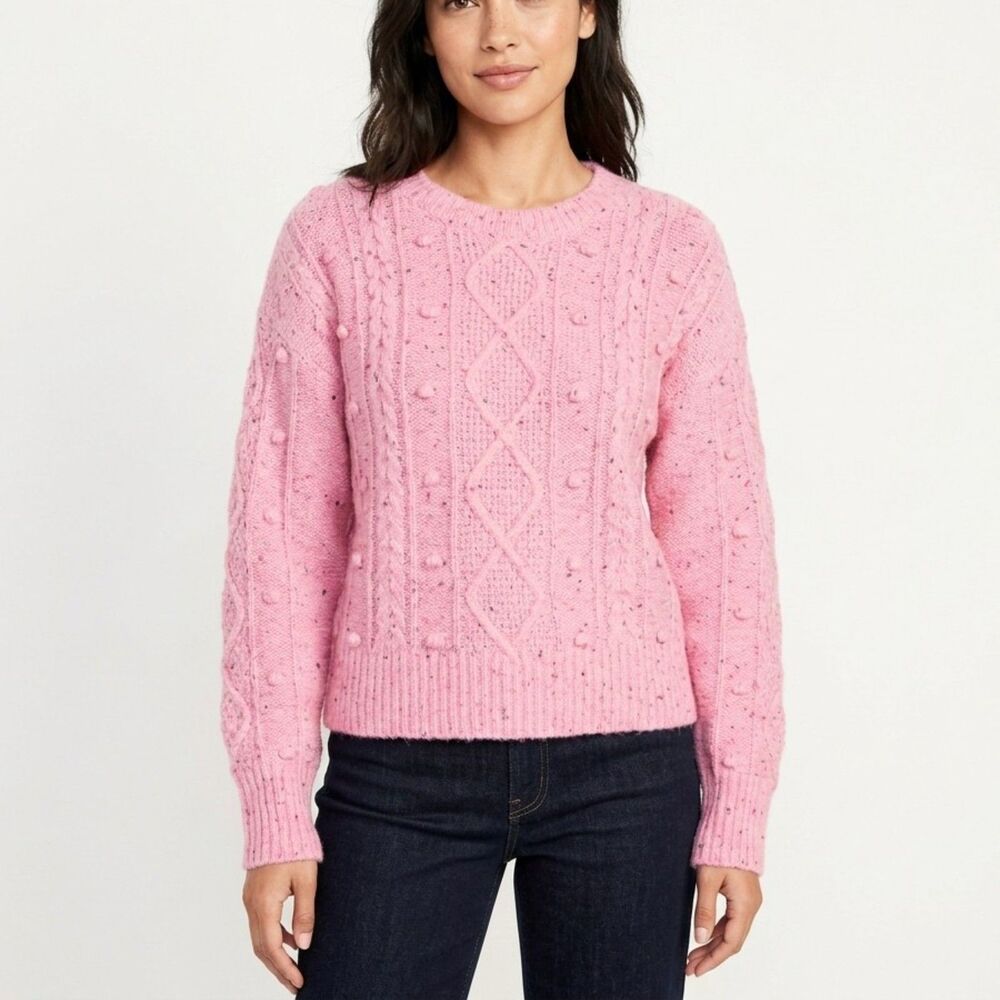 OLD NAVY Sweater Wool Blend Pink Knit Crewneck Soft Cozy Warm Women Small NWOT